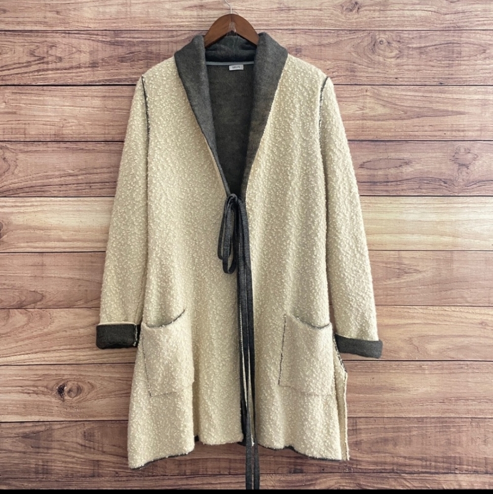 COPY - Mely Italy Size 2 long cashmere wool silk blend cream cardigan